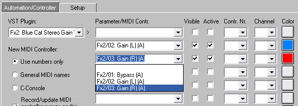 Step 13 - Now assign the envelopes to the left and right gain parameters